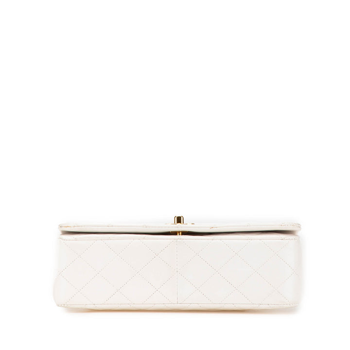 Small CC Quilted Lambskin Full Single Flap White - Gaby Paris
