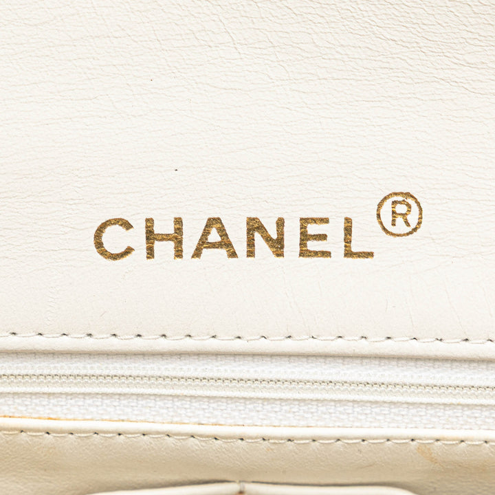 Small CC Quilted Lambskin Full Single Flap White - Gaby Paris
