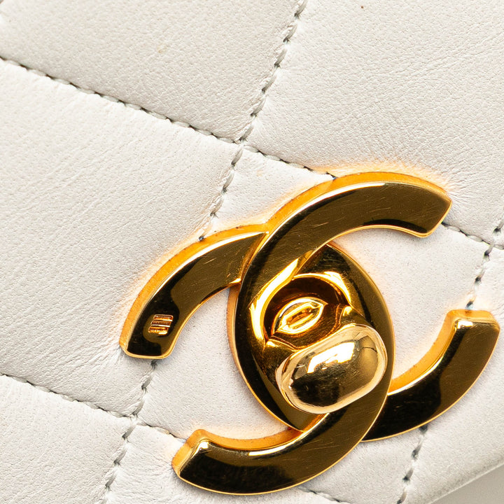 Small CC Quilted Lambskin Full Single Flap White - Gaby Paris