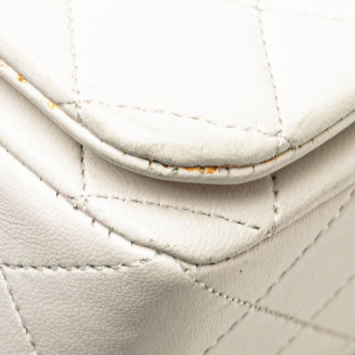 Small CC Quilted Lambskin Full Single Flap White - Gaby Paris