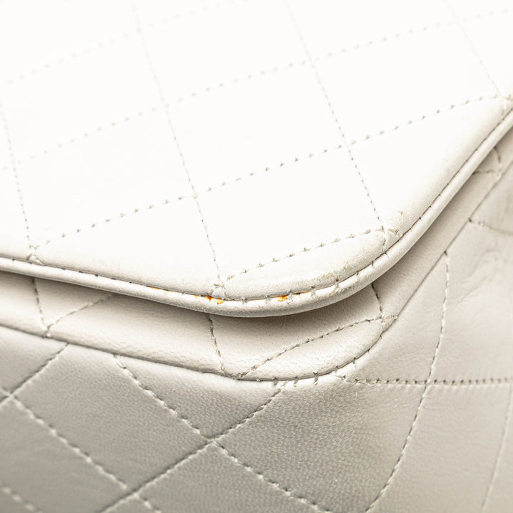 Small CC Quilted Lambskin Full Single Flap White - Gaby Paris