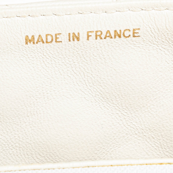 Small CC Quilted Lambskin Full Single Flap White - Gaby Paris
