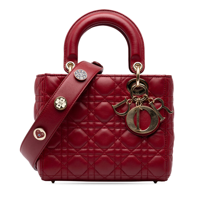 Dior Sac à main Lady Dior Cannage MyABCDior Petit Cuir d'agneau Rouge – vue principale – GABY PARIS