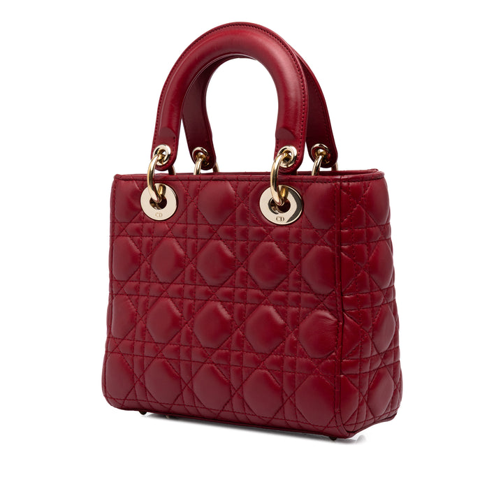 Dior Sac à main Lady Dior Cannage MyABCDior Petit Cuir d'agneau Rouge – vue 2 – GABY PARIS