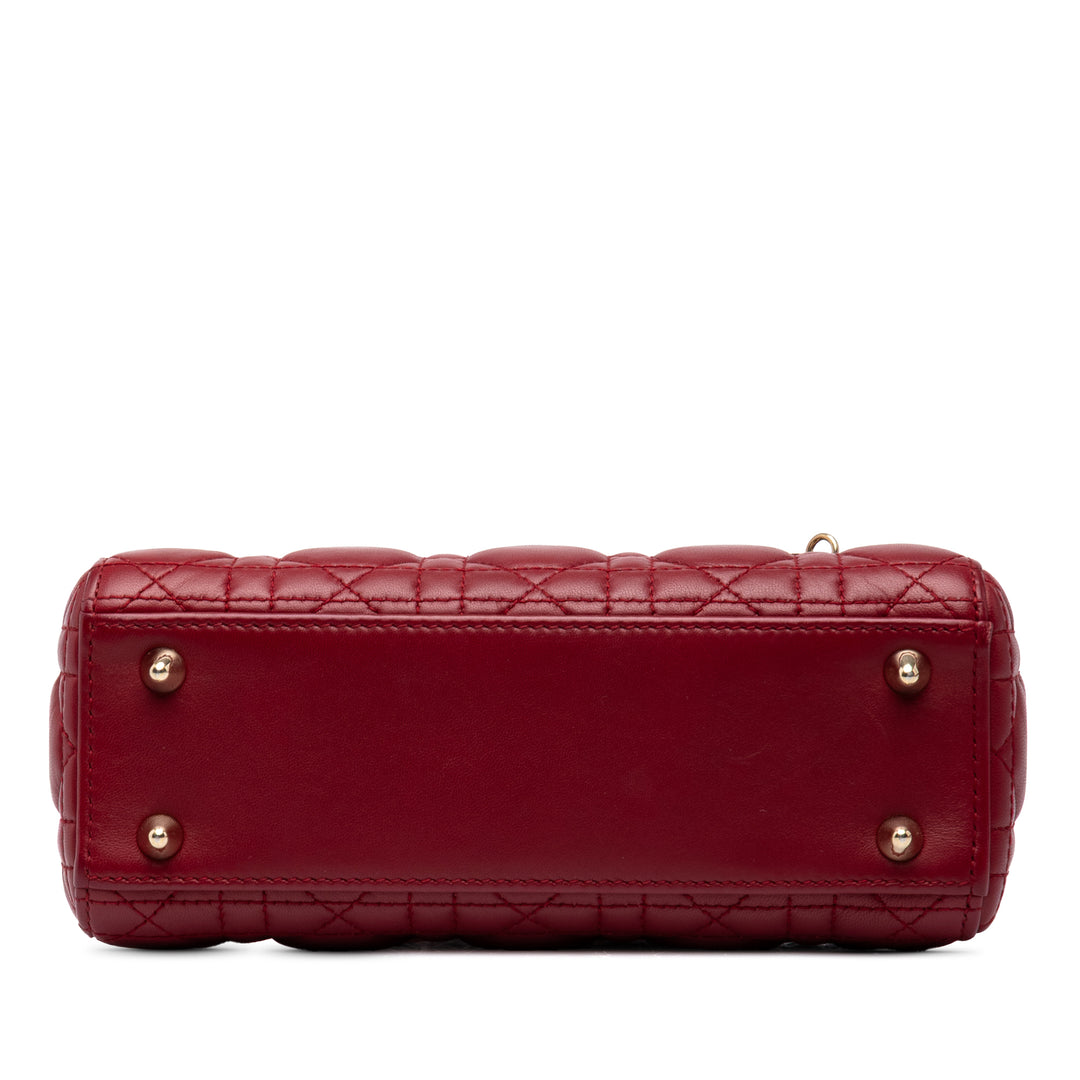 Dior Sac à main Lady Dior Cannage MyABCDior Petit Cuir d'agneau Rouge – vue 3 – GABY PARIS