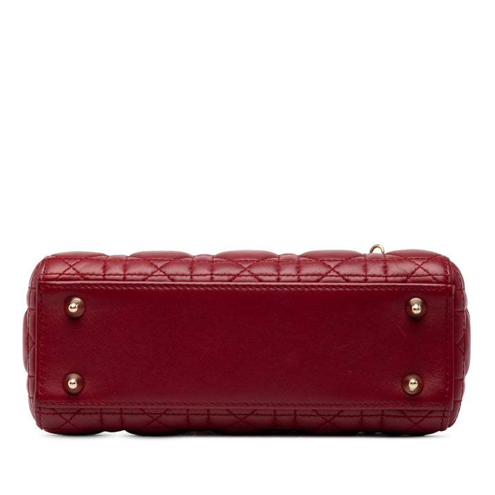 Dior Sac à main Lady Dior Cannage MyABCDior Petit Cuir d'agneau Rouge – vue 3 – GABY PARIS