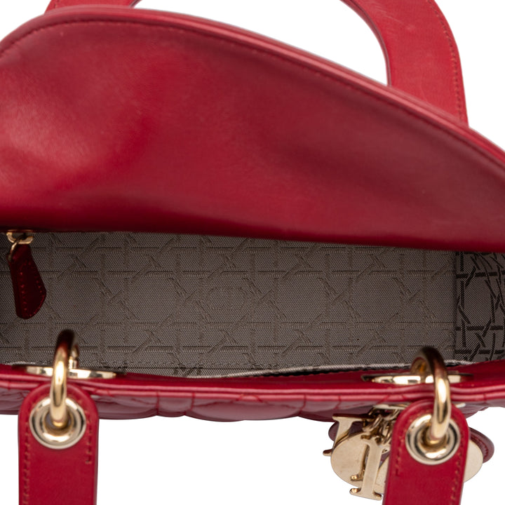 Dior Sac à main Lady Dior Cannage MyABCDior Petit Cuir d'agneau Rouge – vue 4 – GABY PARIS