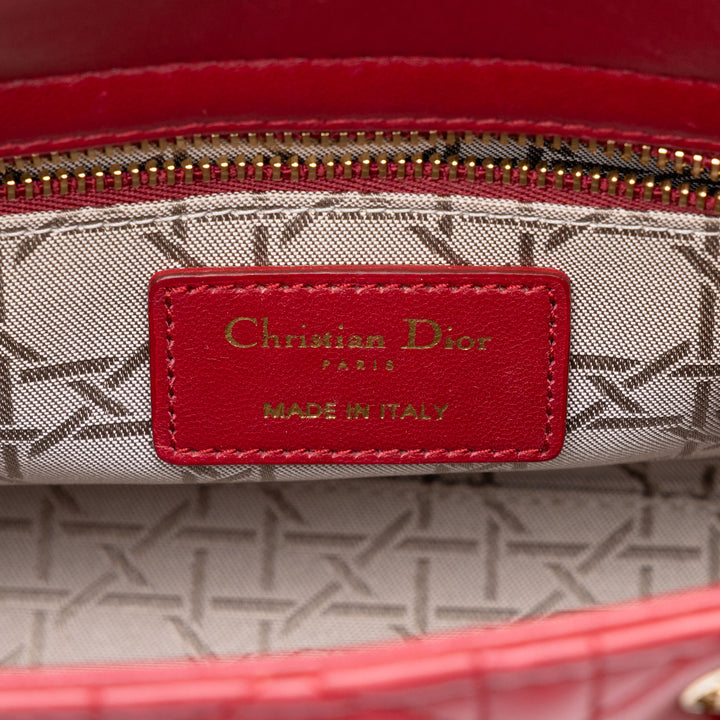 Dior Sac à main Lady Dior Cannage MyABCDior Petit Cuir d'agneau Rouge – vue 5 – GABY PARIS