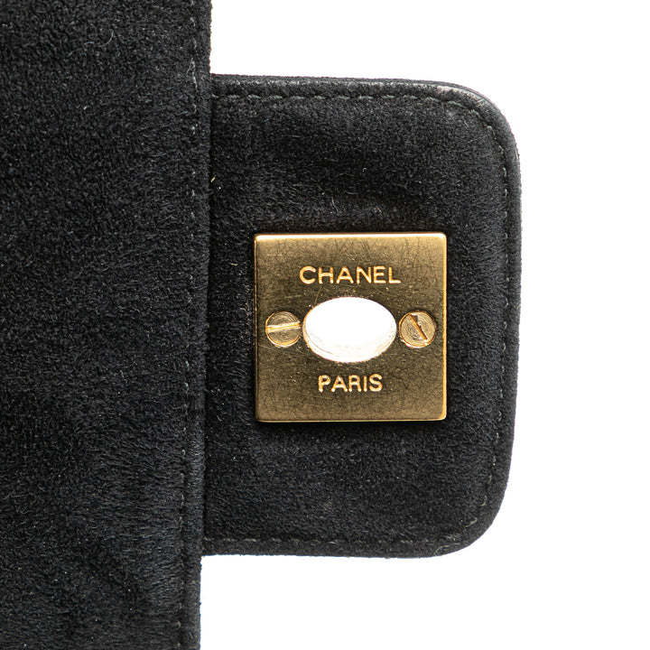 Choco Bar Suede Stitched Chain Flap Black - Gaby Paris