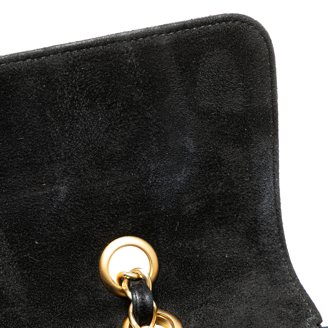Choco Bar Suede Stitched Chain Flap Black - Gaby Paris