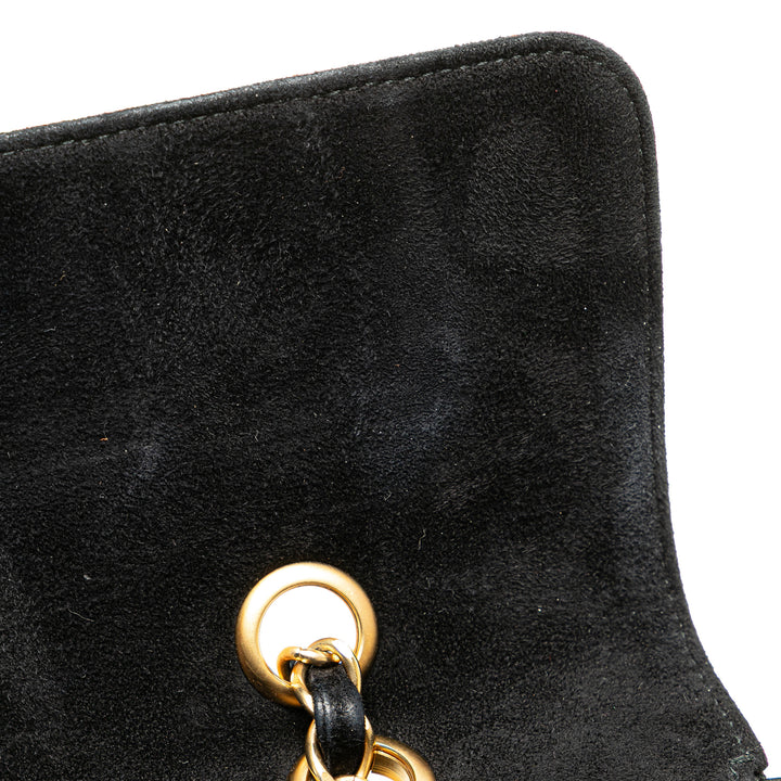 Choco Bar Suede Stitched Chain Flap Black - Gaby Paris