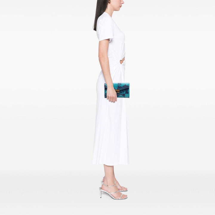 Prada Saffiano Hibiscus Print Sound Lock Pochette