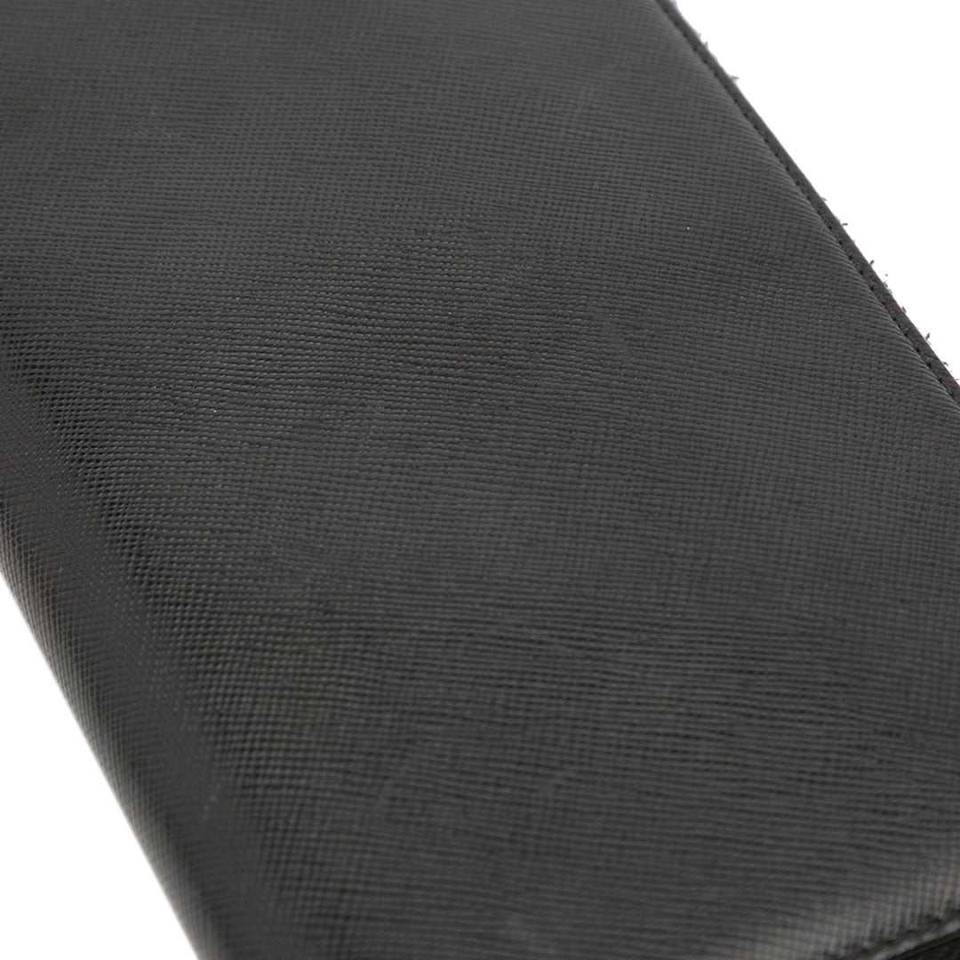 Saffiano Zip Around Long Wallet Black - Gaby Paris