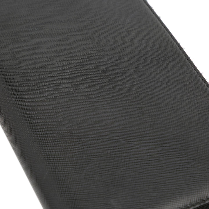 Saffiano Zip Around Long Wallet Black - Gaby Paris