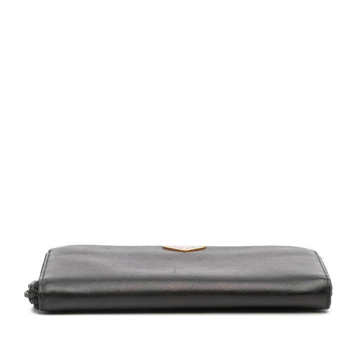 Saffiano Zip Around Long Wallet Black - Gaby Paris