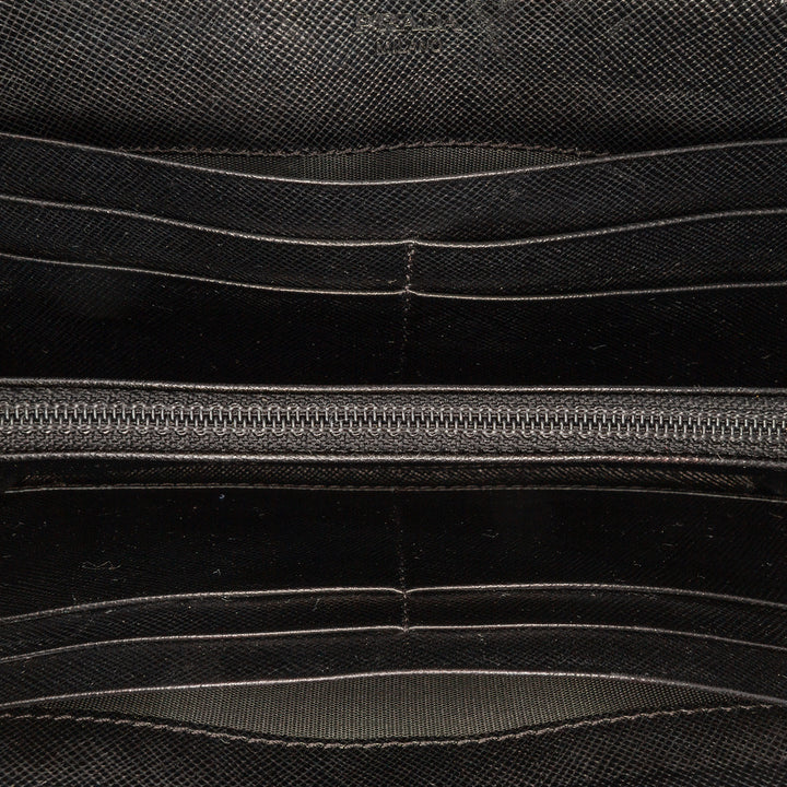 Saffiano Zip Around Long Wallet Black - Gaby Paris