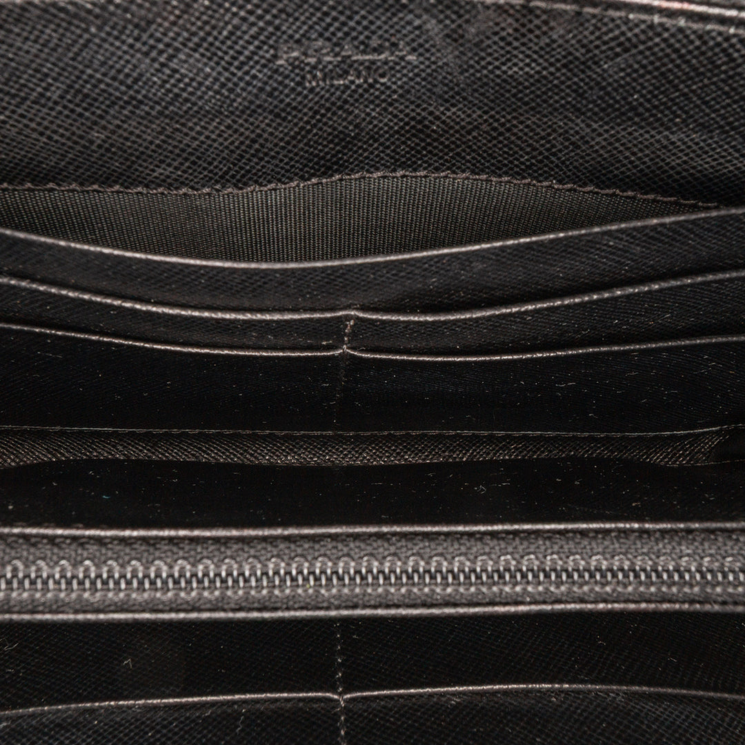 Saffiano Zip Around Long Wallet Black - Gaby Paris