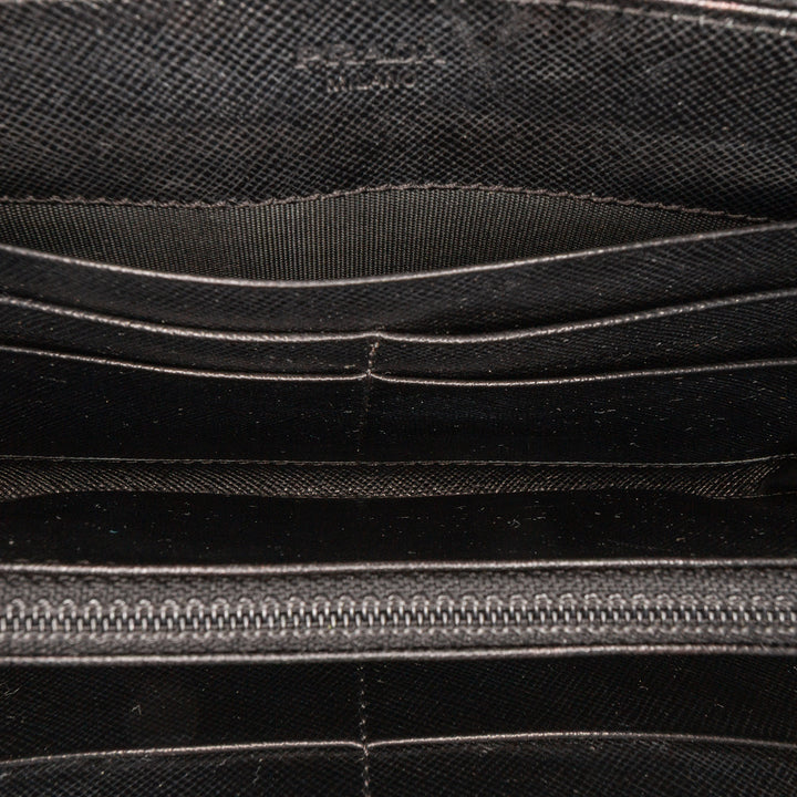 Saffiano Zip Around Long Wallet Black - Gaby Paris
