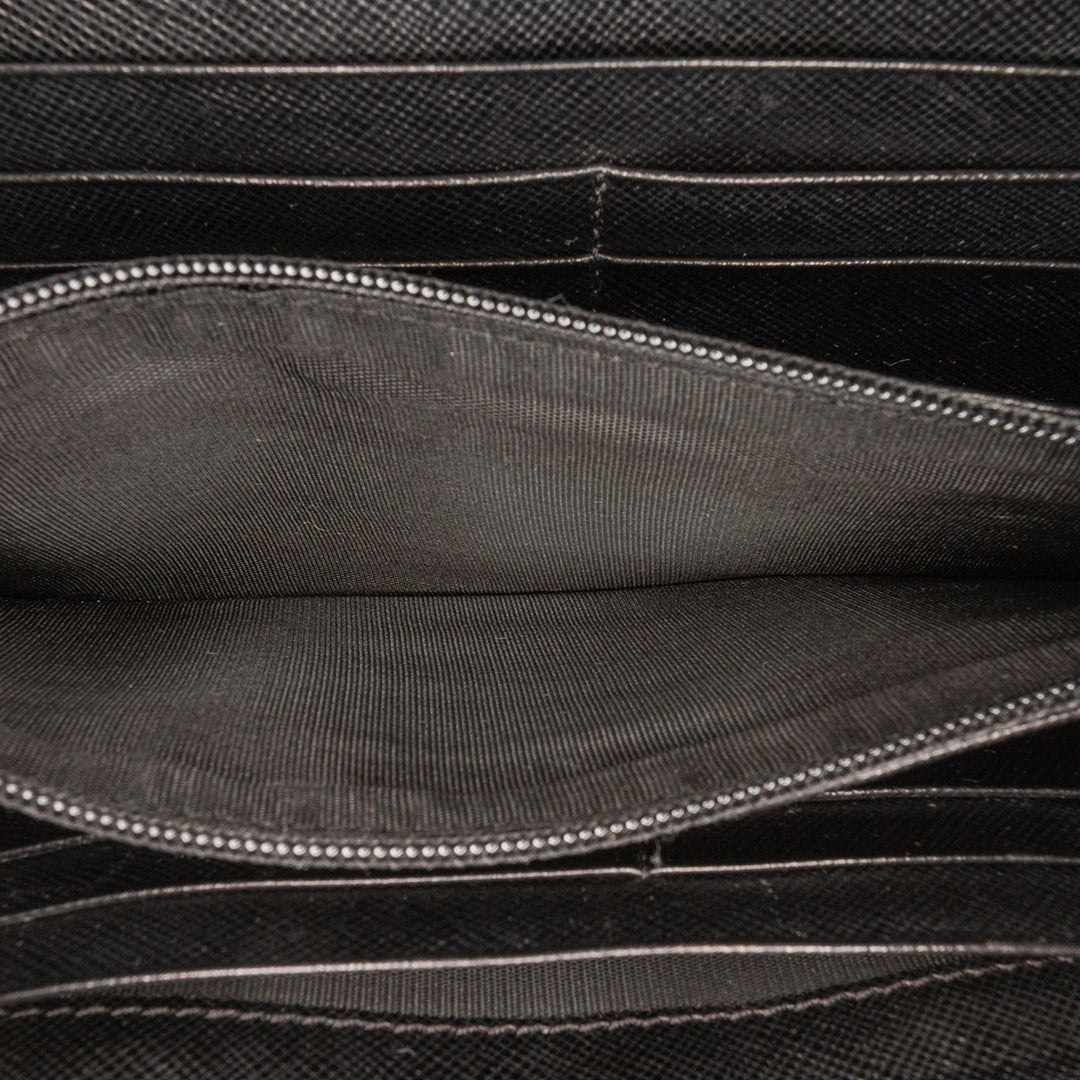 Saffiano Zip Around Long Wallet Black - Gaby Paris
