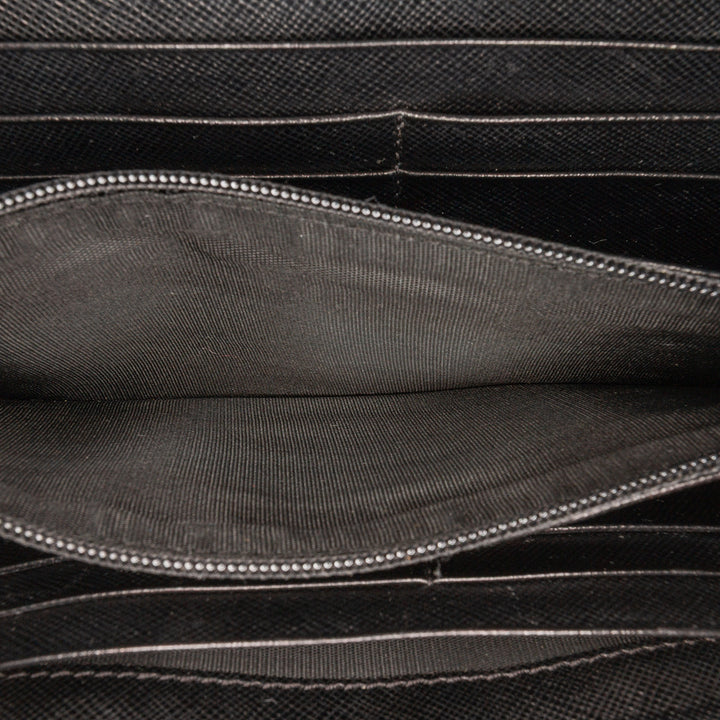 Saffiano Zip Around Long Wallet Black - Gaby Paris