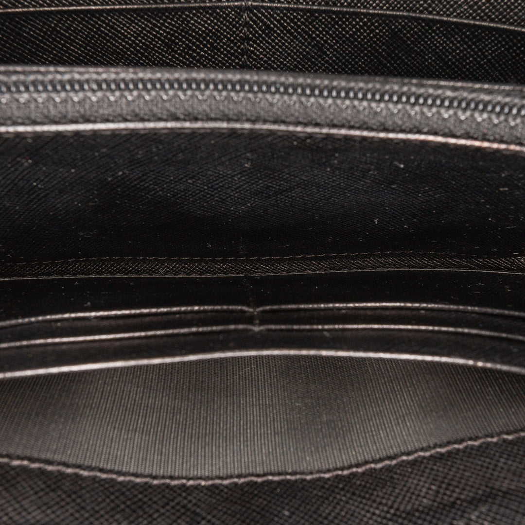 Saffiano Zip Around Long Wallet Black - Gaby Paris