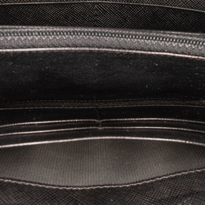Saffiano Zip Around Long Wallet Black - Gaby Paris