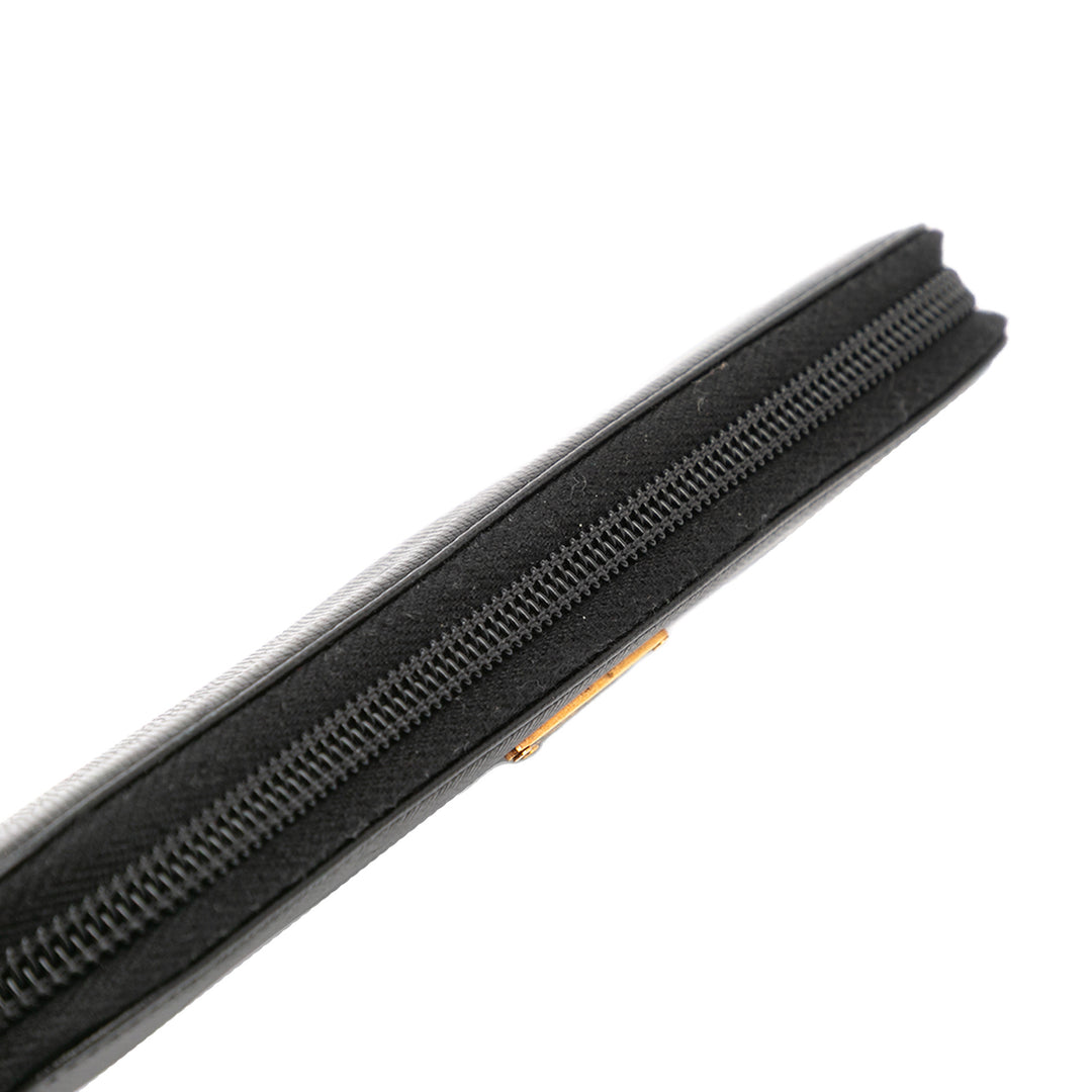 Saffiano Zip Around Long Wallet Black - Gaby Paris