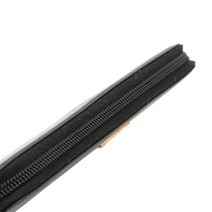 Saffiano Zip Around Long Wallet Black - Gaby Paris