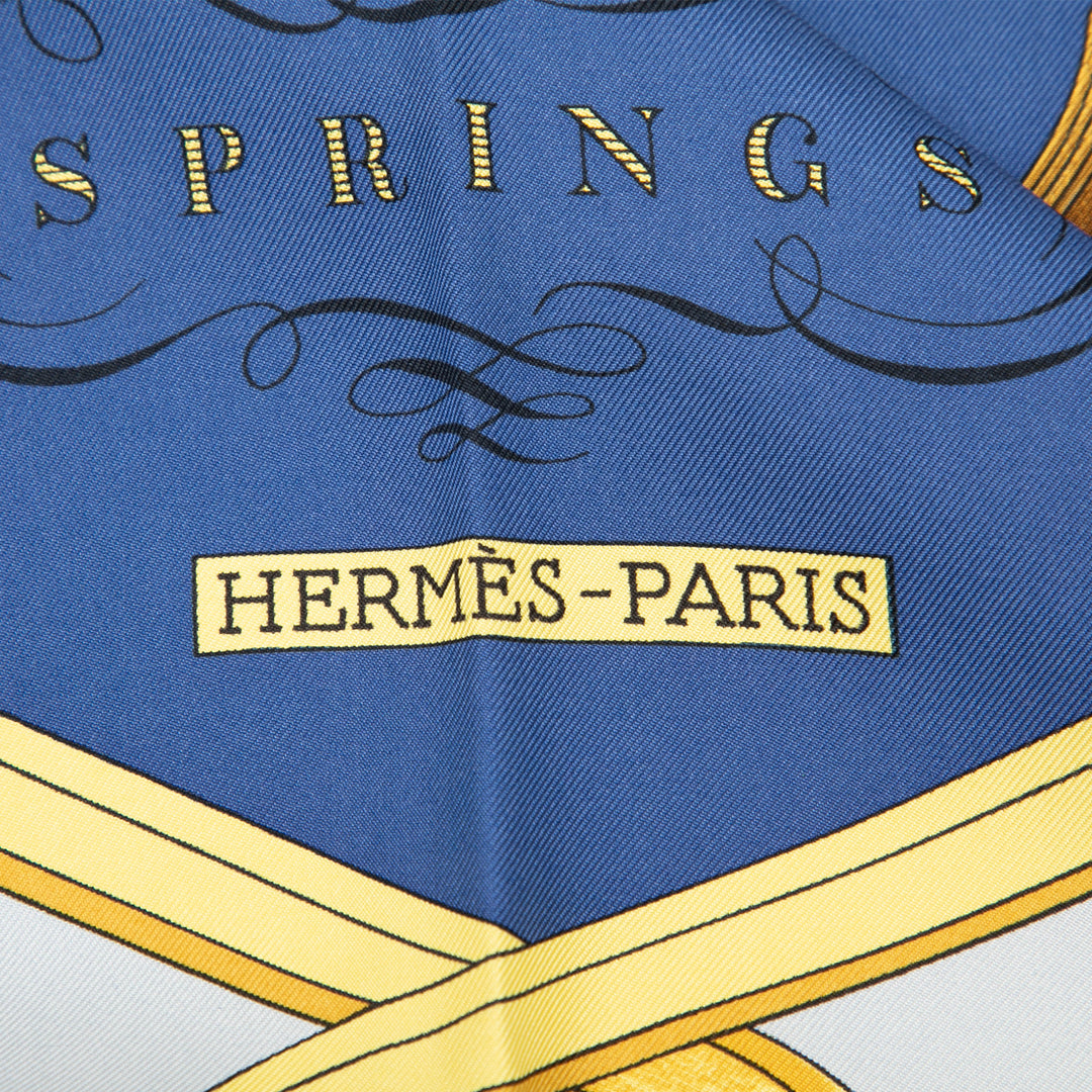 Hermès Springs Foulard 90 Bleu – vue 3 – GABY PARIS