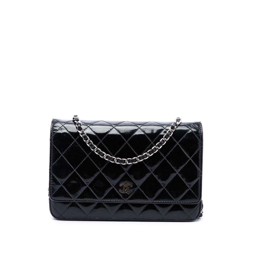 Chanel CC Matelassé Wallet on Chain Noir – vue principale – GABY PARIS
