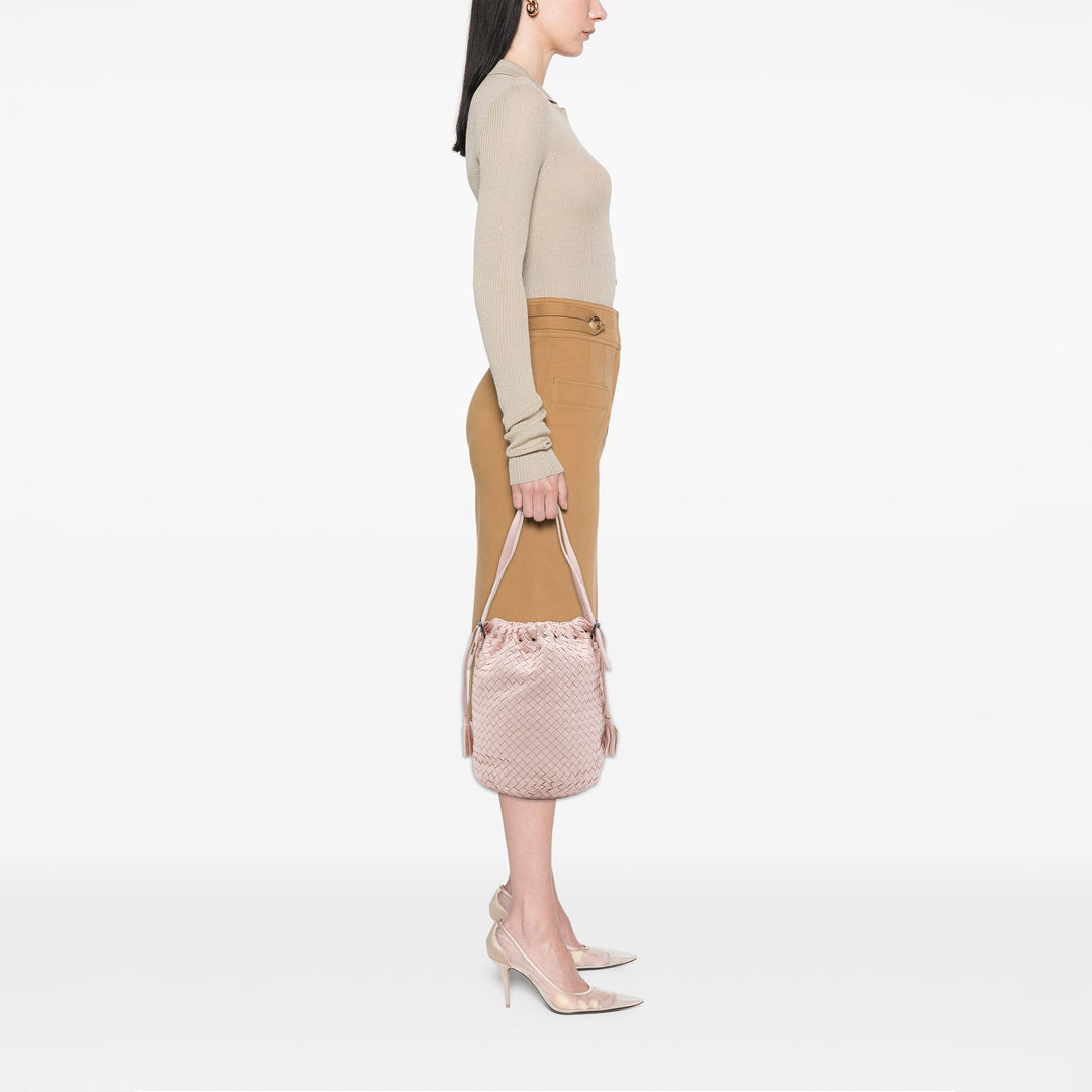 Bottega Veneta Intrecciato Sac à cordon seau nappa Rose – vue 6 – GABY PARIS