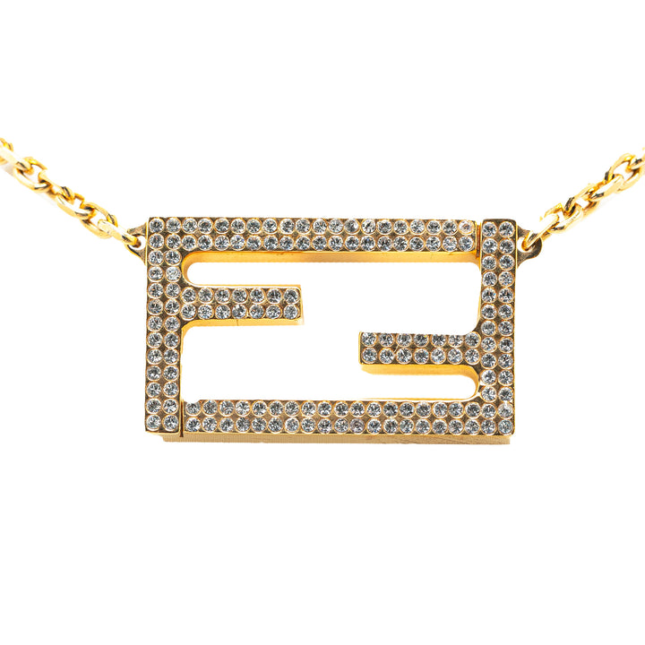 FF Crystal Pendant Necklace Gold - Gaby Paris