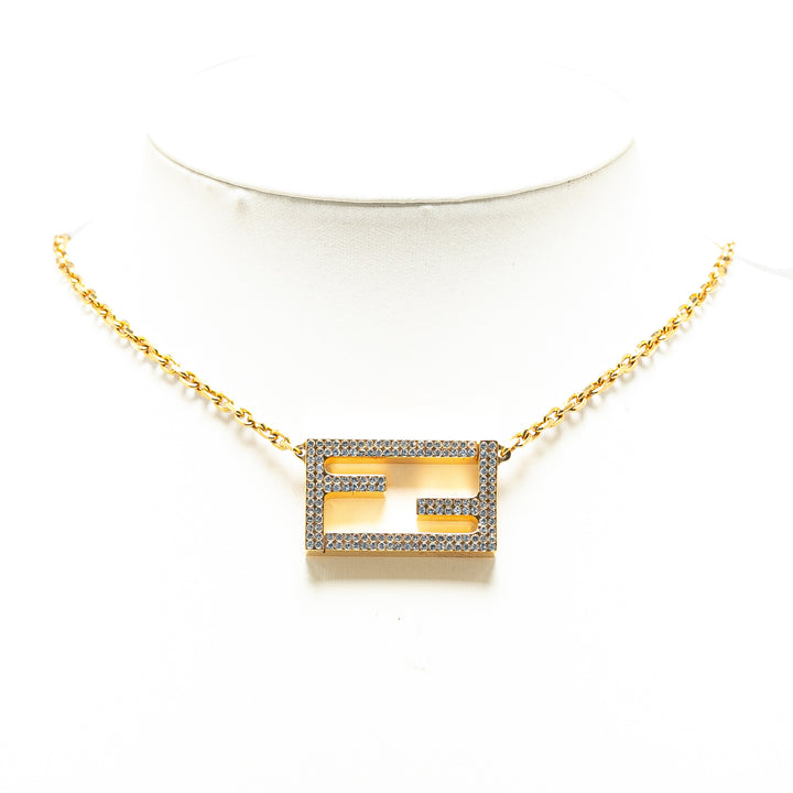 FF Crystal Pendant Necklace Gold - Gaby Paris