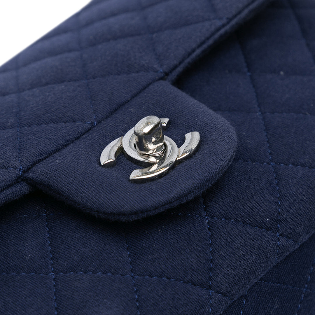 Medium Classic Jersey Double Flap Blue - Gaby Paris