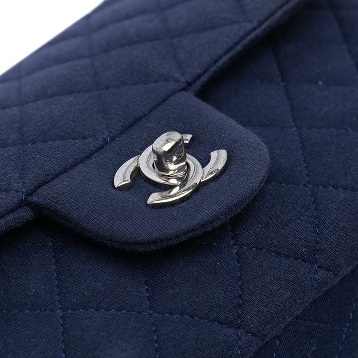 Medium Classic Jersey Double Flap Blue - Gaby Paris