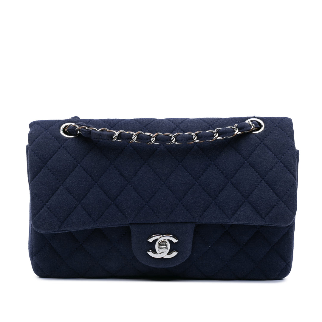 Medium Classic Jersey Double Flap Blue - Gaby Paris