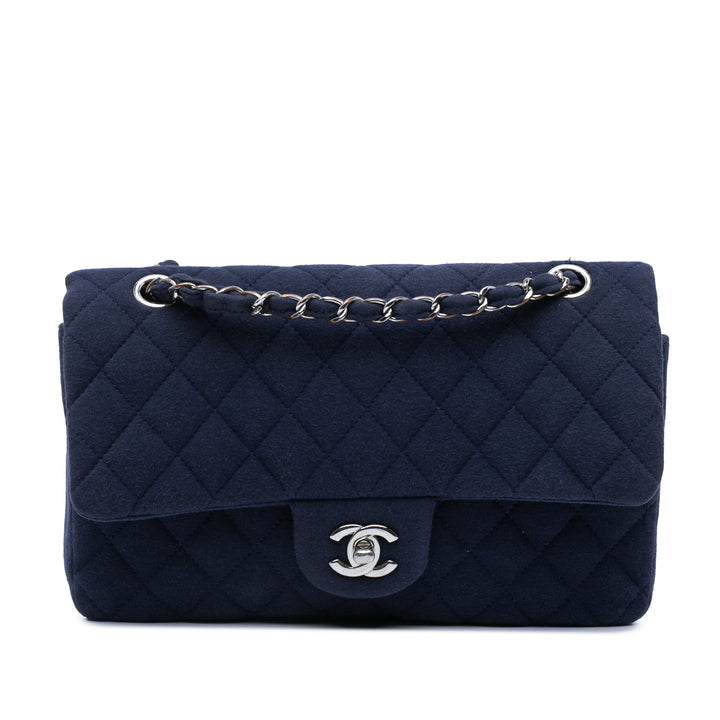Medium Classic Jersey Double Flap Blue - Gaby Paris