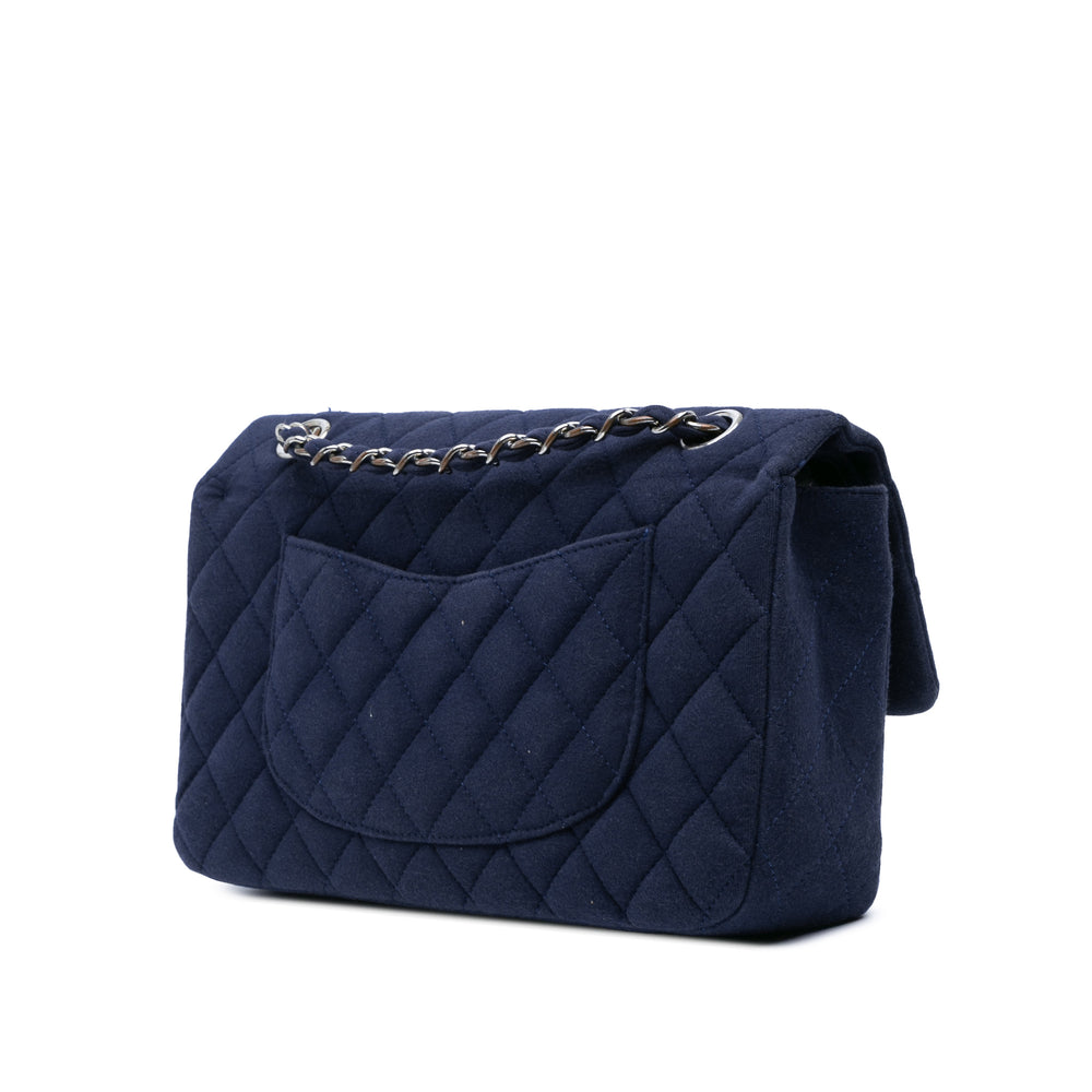 Medium Classic Jersey Double Flap Blue - Gaby Paris