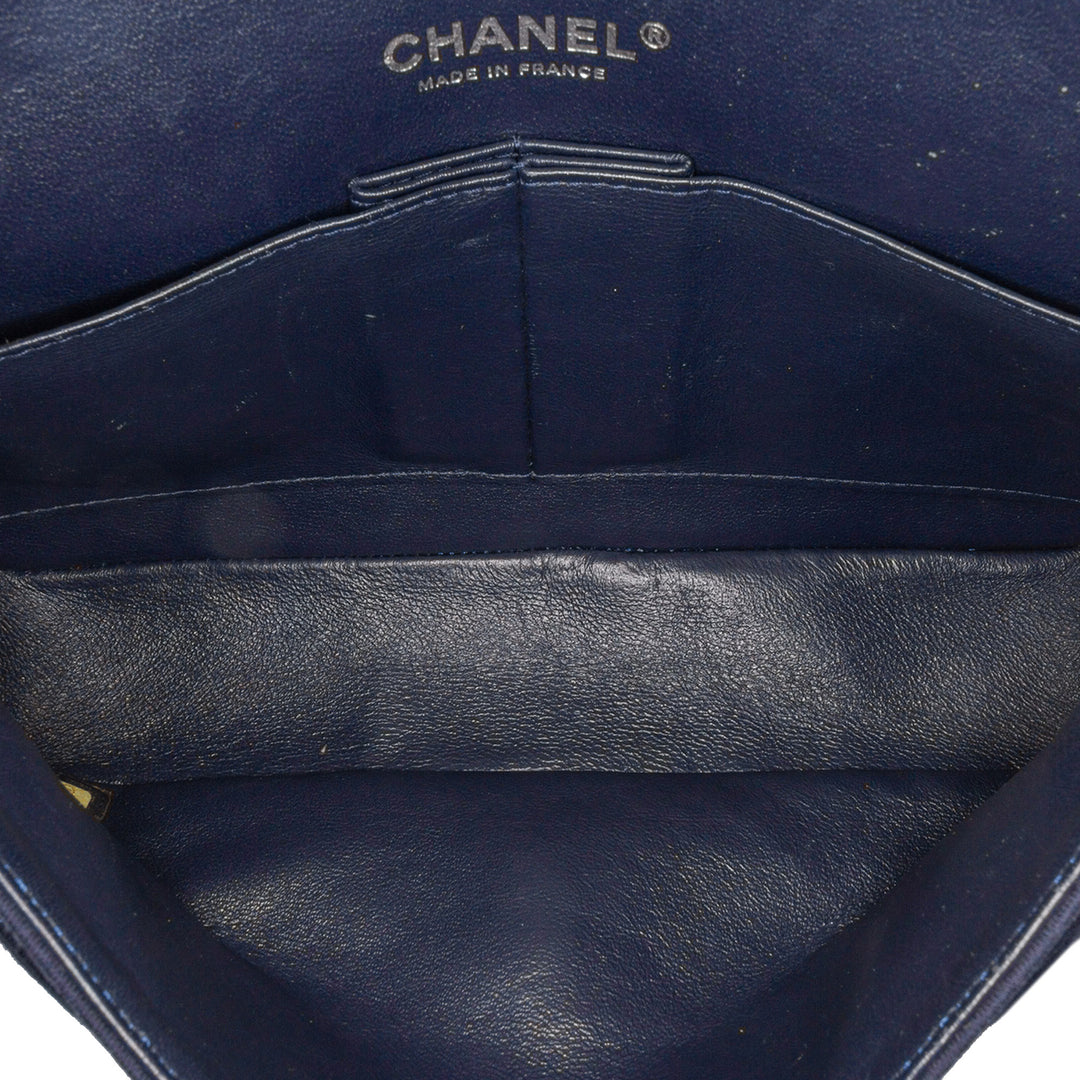 Medium Classic Jersey Double Flap Blue - Gaby Paris