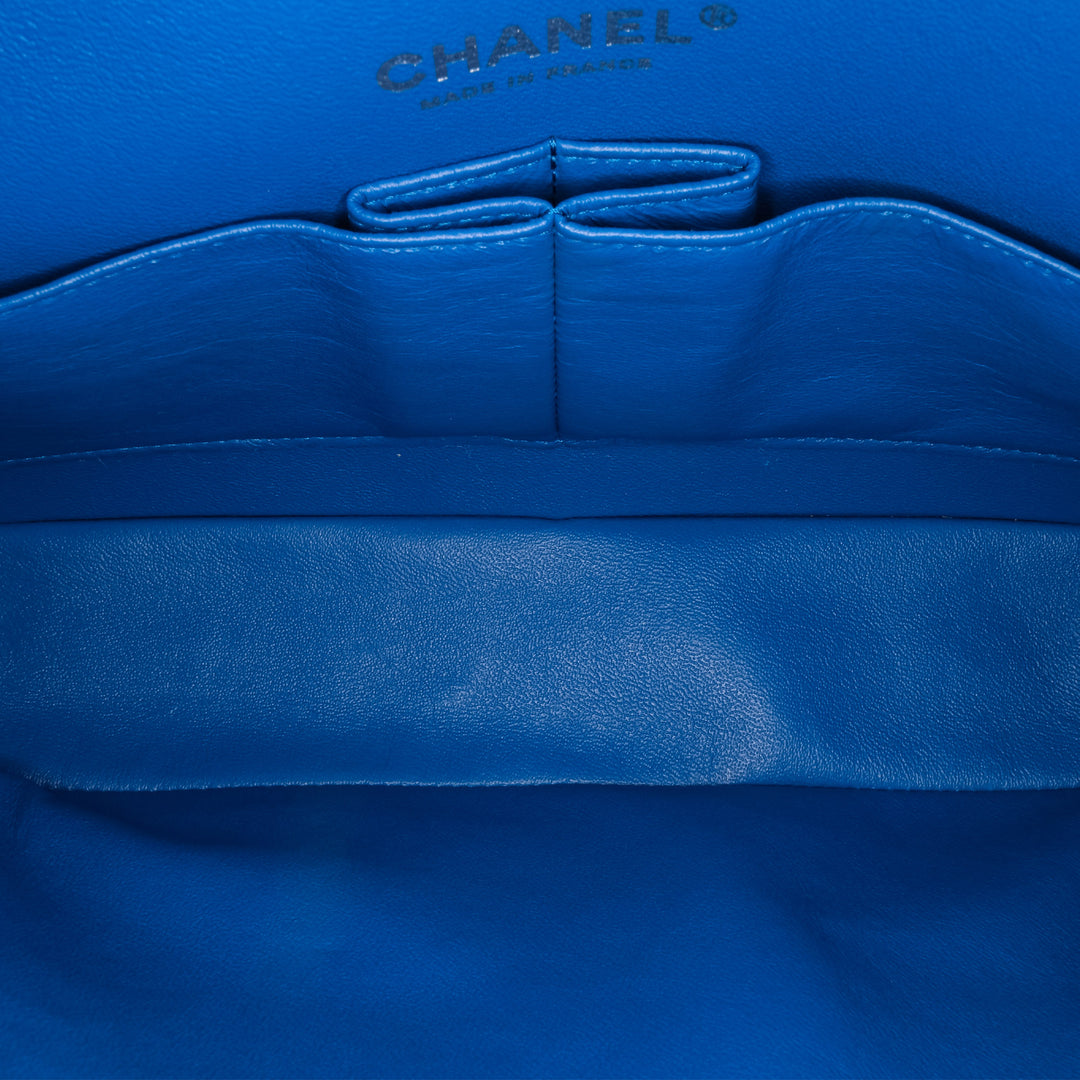 Medium Classic Chevron Caviar Double Flap Blue - Gaby Paris