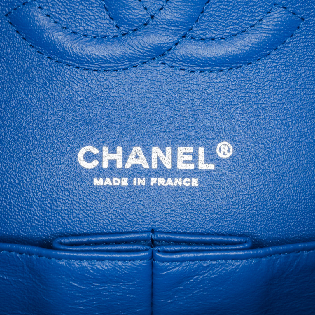 Medium Classic Chevron Caviar Double Flap Blue - Gaby Paris