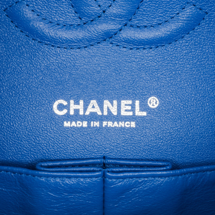 Medium Classic Chevron Caviar Double Flap Blue - Gaby Paris