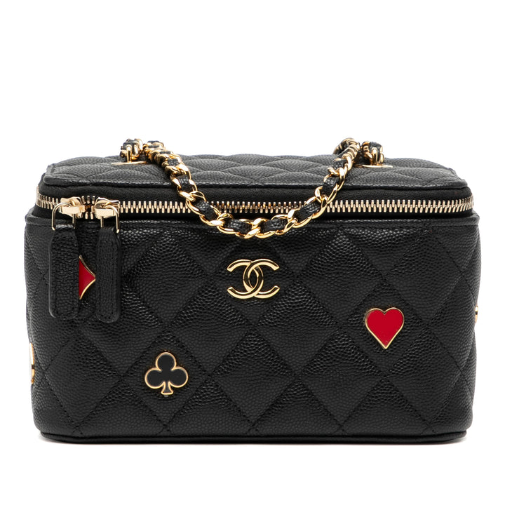 Chanel Small Matelassé Caviar Coco Casino Vanity avec chaîne