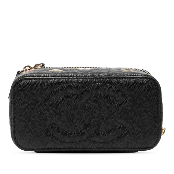 Chanel Small Matelassé Caviar Coco Casino Vanity avec chaîne