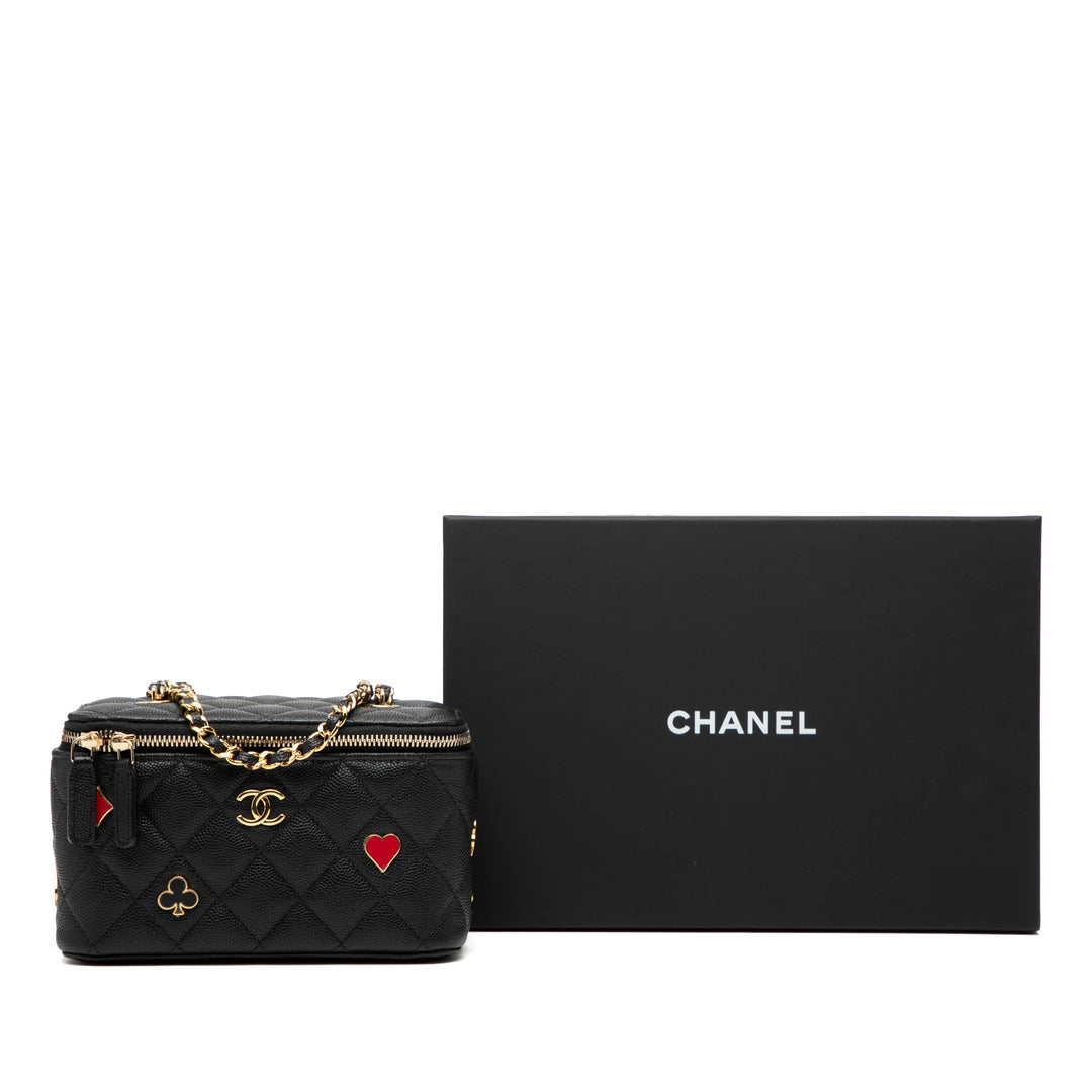 Chanel Small Matelassé Caviar Coco Casino Vanity avec chaîne