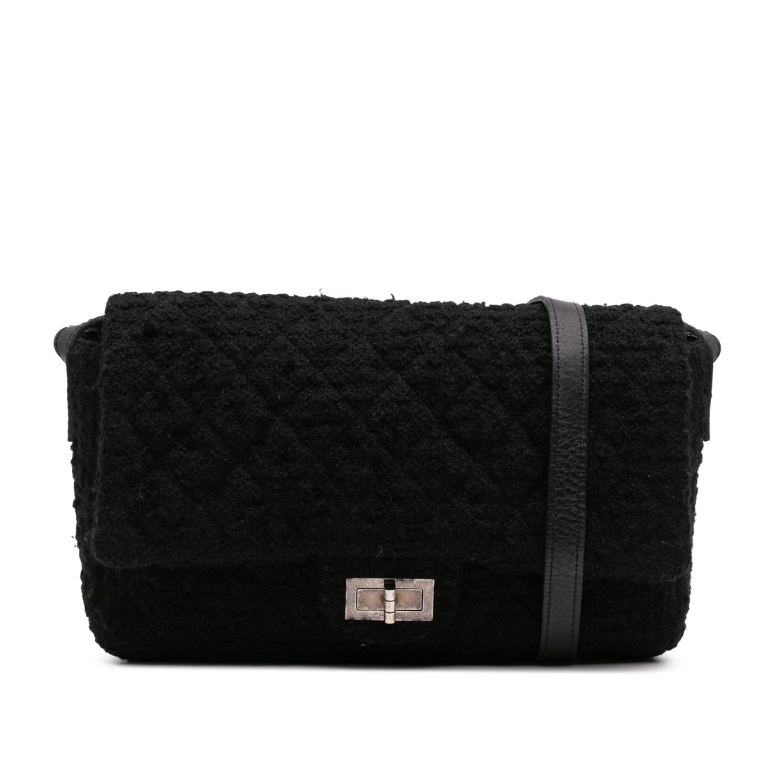 Jumbo Reissue 2.55 Quilted Tweed Easy Messenger Flap Black - Gaby Paris