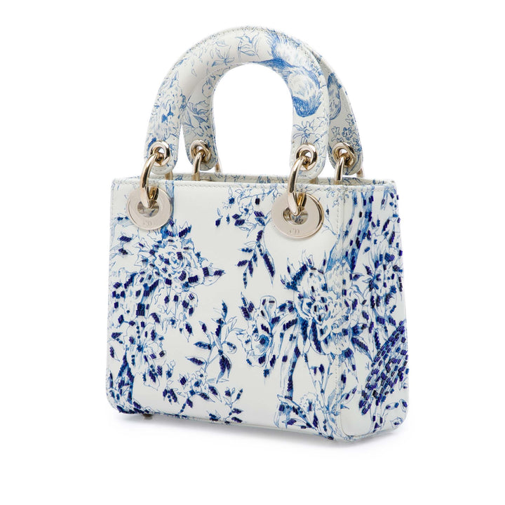 Dior Beaded Jardin D Hiver Lady Dior Mini Cuir de veau Blanc – vue 2 – GABY PARIS
