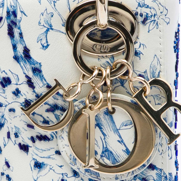Dior Beaded Jardin D Hiver Lady Dior Mini Cuir de veau Blanc – vue 5 – GABY PARIS
