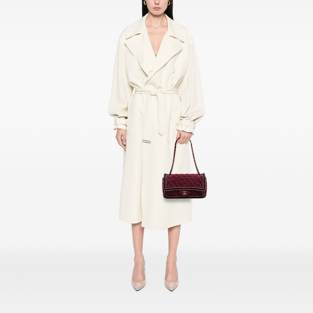 Medium Braided Classic Tweed Single Flap Red - Gaby Paris
