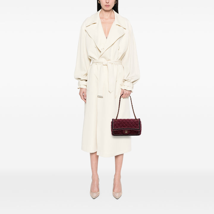 Medium Braided Classic Tweed Single Flap Red - Gaby Paris